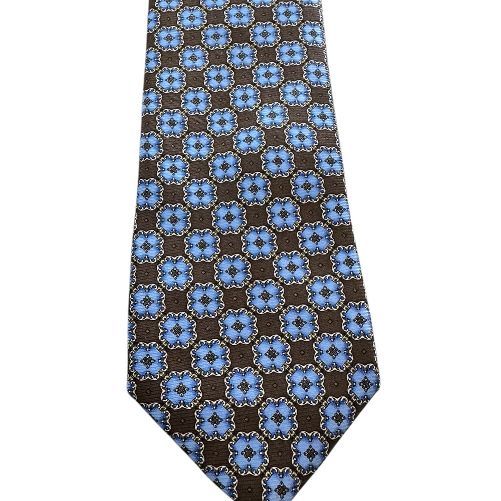 Enro Elegant Blue and Brown Patterned Tie